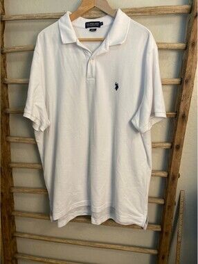 U.S. Polo Assn. Men's White Performance Pique Polo Shirt Size 2XL